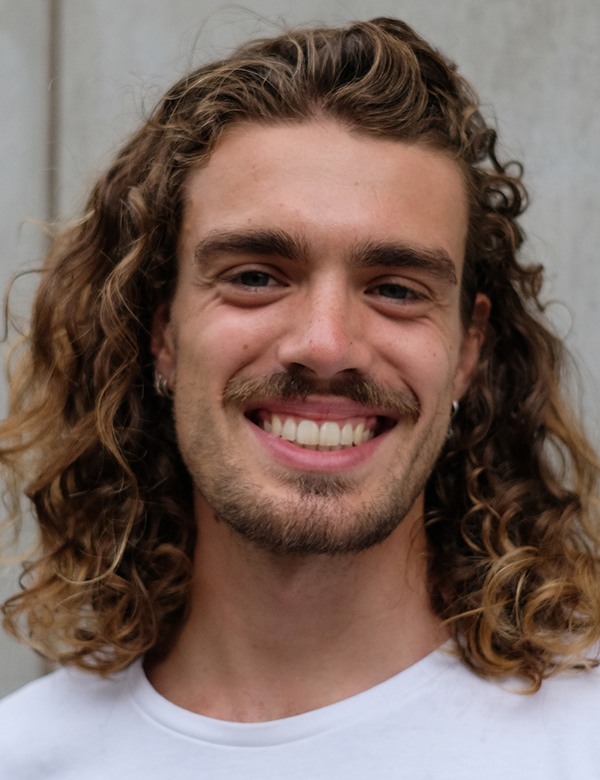 Model Mannelijk model met donkerblond haar rik