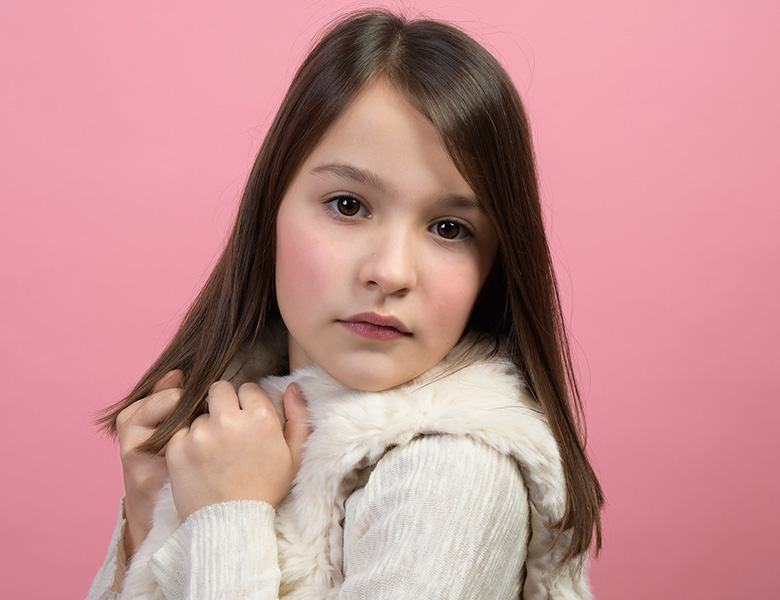 Kindermodel bruin lang haar Amelie