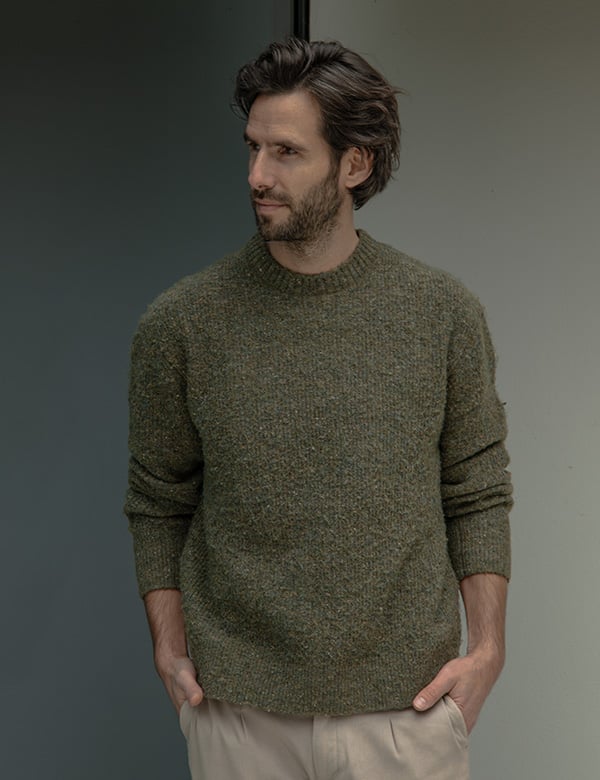Mannelijk model met bruin haar Bas
