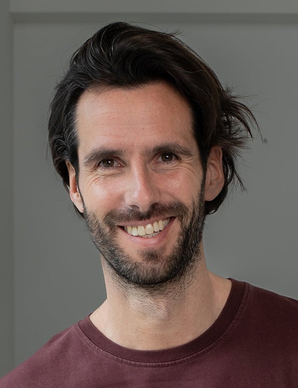 Mannelijk model met bruin haar bas