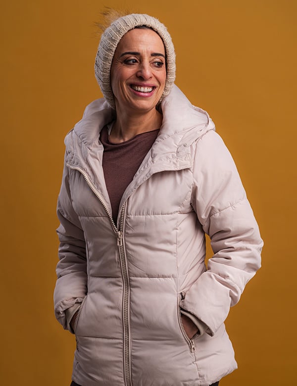 Vrouwelijk model met donkerbruin haar Fatima K.