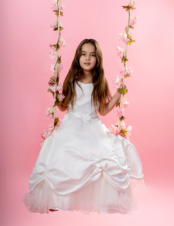 Kindermodel met bruin haar Row