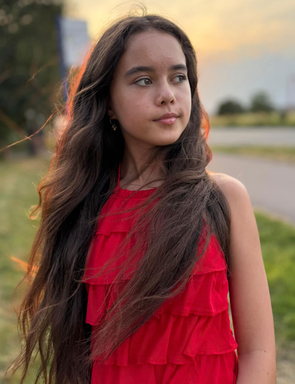 Kindermodel met bruin haar Row