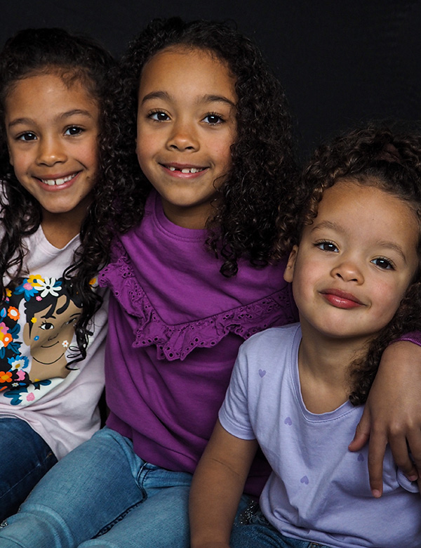 Modellen zusjes Vivienne, Juliette en Joelle