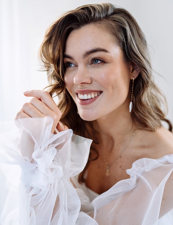Vrouwelijk model met blauwe ogen Lisanne