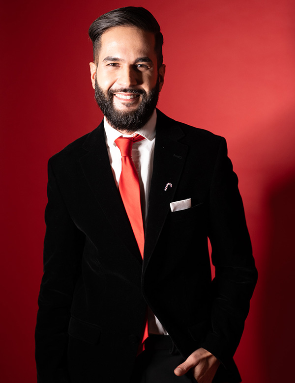 Mannelijk model met zwart haar Mohammed