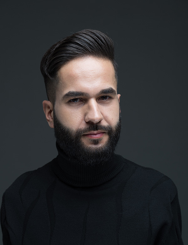 Mannelijk model met zwart haar Mohammed