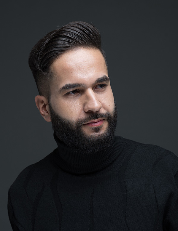 Mannelijk model met zwart haar Mohammed