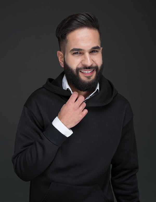 Mannelijk model met zwart haar Mohammed