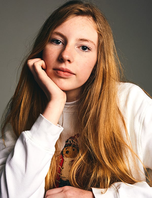 Kinderlijk model met blond/rossig haar en blauwe ogen Floor G.