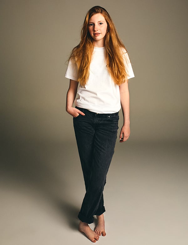 Kinderlijk model met blond/rossig haar en blauwe ogen Floor G.