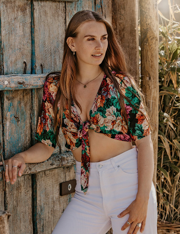 Vrouwelijk model met blauwe ogen Abby B.