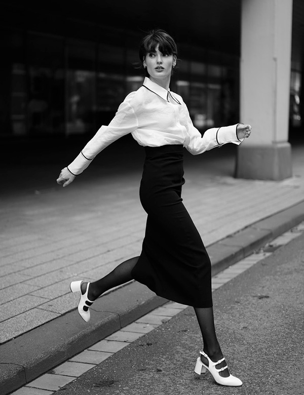 vrouwelijk model met kort haar Myrthe P.