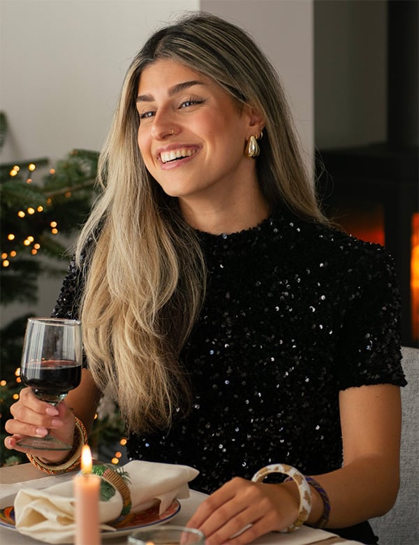 Vrouwelijk model met bruin-blond haar Sarah A.